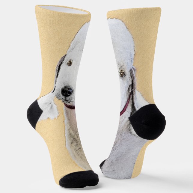 Bedlington Terrier Painting - Original Dog Art Socks (Angled)