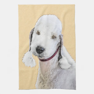 Bedlington Terrier Painting - Original Dog Art Tea Towel