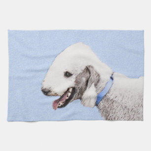 Bedlington Terrier Painting - Original Dog Art Tea Towel
