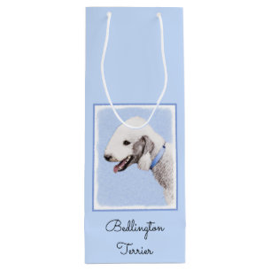 Bedlington Terrier Painting - Original Dog Art Wine Gift Bag