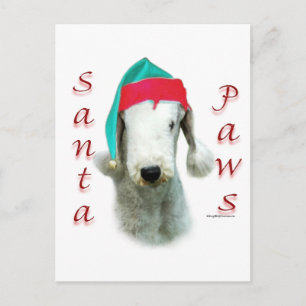 Bedlington Terrier Santa Paws Holiday Postcard