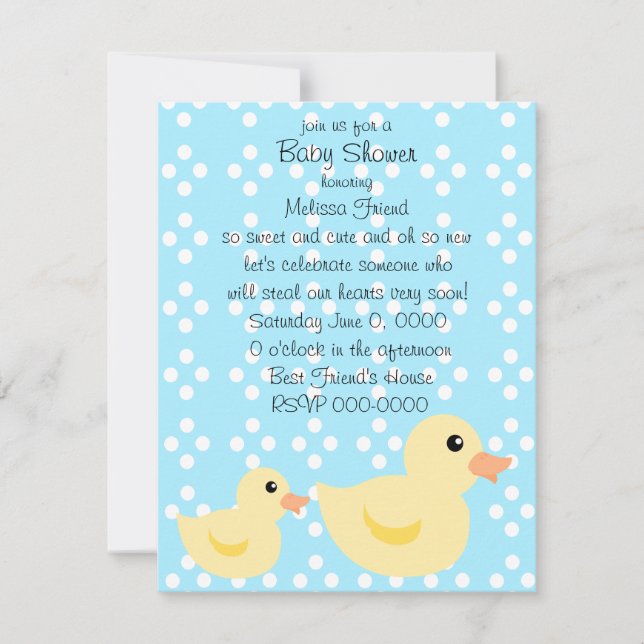 Bedotted Duck in Blue Invitation (Front)