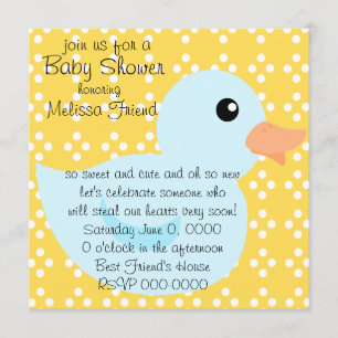 Bedotted Duck in Blue Invitation