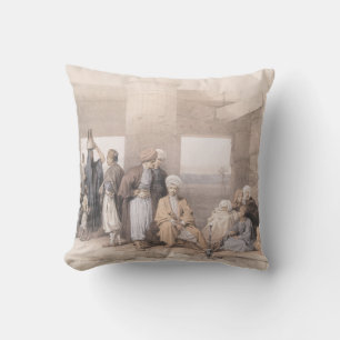 Bedouin Family at the temple of Amun,Thebes, Egypt Cushion