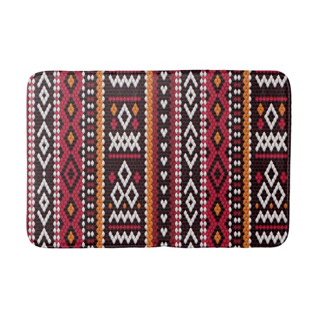 Bedouin Sadu Fabric Pattern Bath Mat (Front)