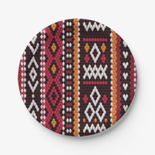 Bedouin Sadu Fabric Pattern Paper Plate