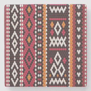 Bedouin Sadu Fabric Pattern Stone Coaster