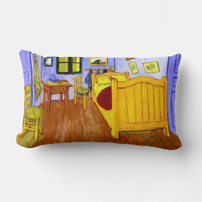 Bedroom in Arles (F482) Van Gogh Fine Art Lumbar Cushion (Front)