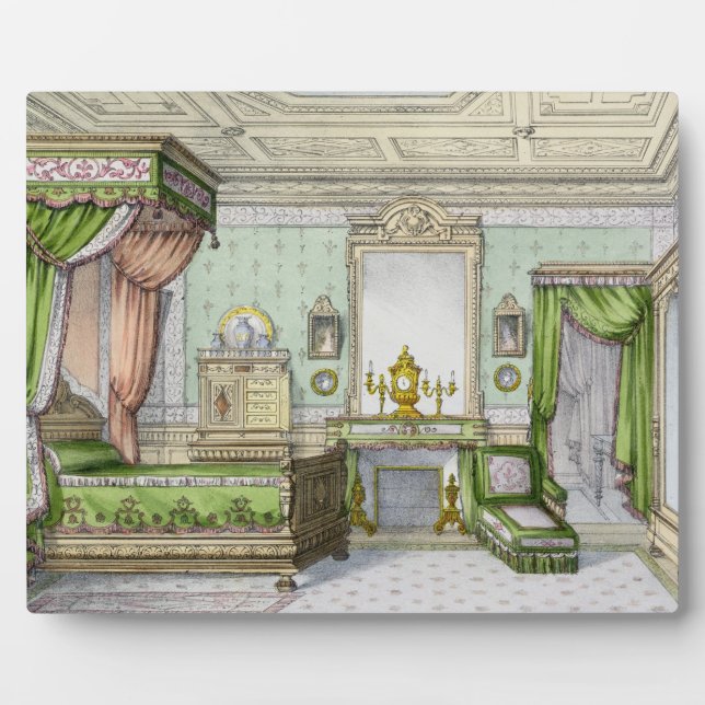Bedroom in the Renaissance style (colour litho) Plaque (Front)