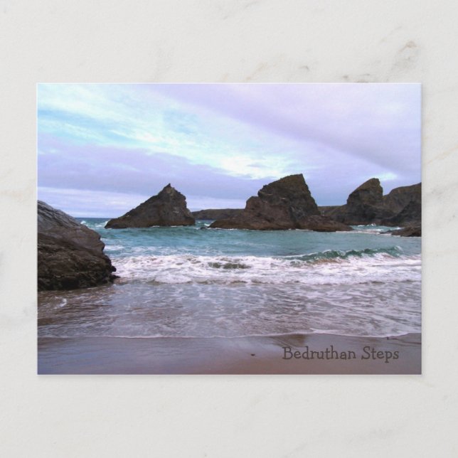 Bedruthan Steps Carnewas Cornwall England Postcard (Front)