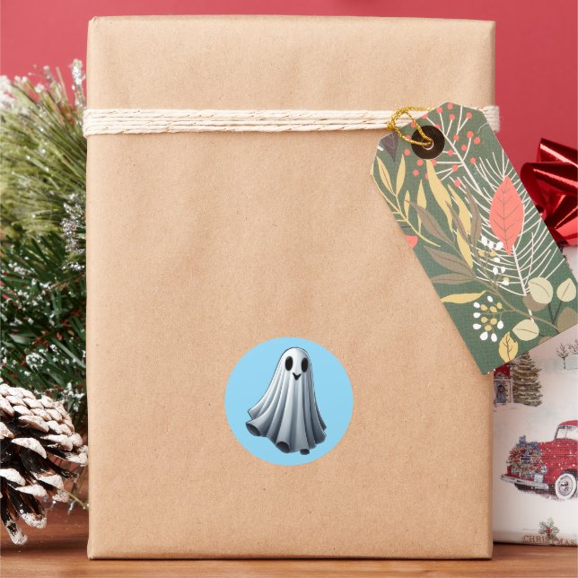 bedsheet ghost  classic round sticker (Holiday)