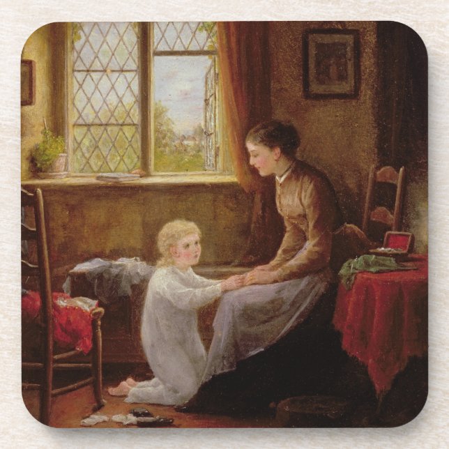 Bedtime, 1890 (oil on panel) coaster (Front)