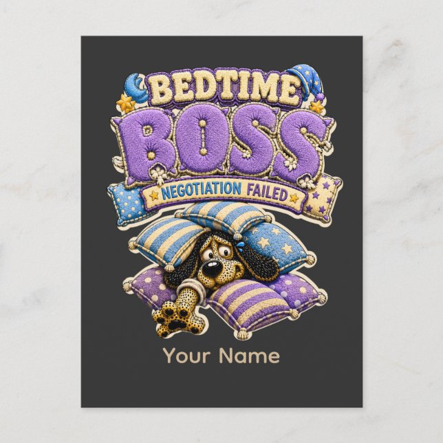 Bedtime Boss Funny Sleep Shirt Postcard (Front)