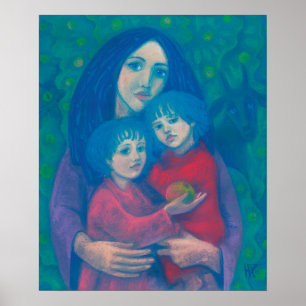 Bedtime fairytale, mother& kids art mothers day poster