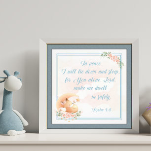 Bedtime Prayer for Kids Room Bible Verse Psalm Photo Print