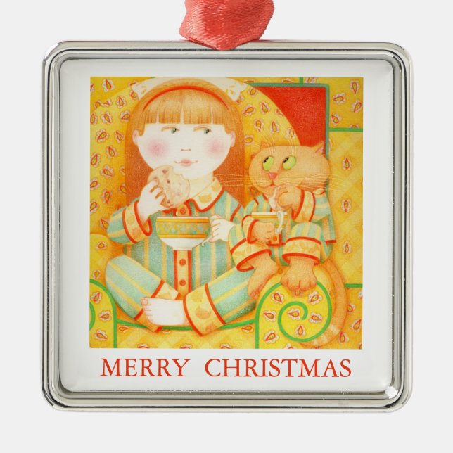 BEDTIME SNACK Premium Ornament + Text / White (Front)