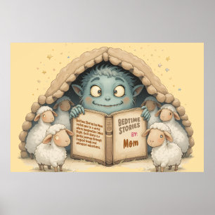 Bedtime Stories by Mum Cute Monster Baby Blanket Poster