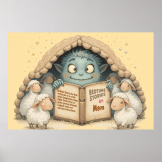 Bedtime Stories by Mum Cute Monster Baby Blanket Poster