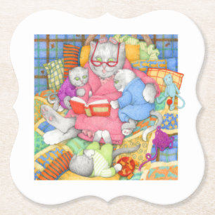 BEDTIME STORY Bracket Paper Coasters - White