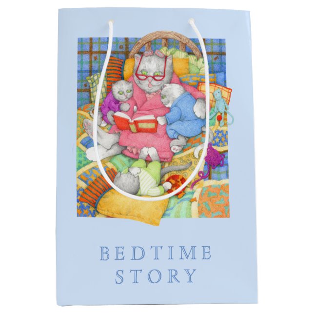BEDTIME STORY Medium Gift Bag - Blue (Front)