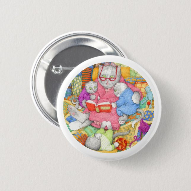 BEDTIME STORY Round Button - White (Front & Back)