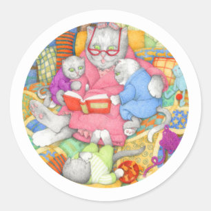 BEDTIME STORY Small Round Stickers - White