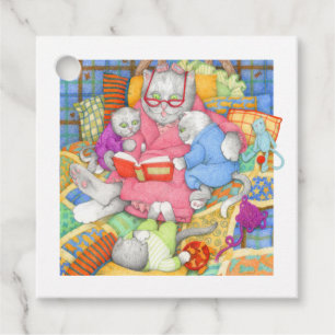 BEDTIME STORY Square Gift Tags - White
