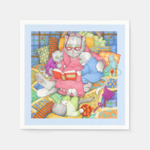 BEDTIME STORY Standard Cocktail Paper Napkin Blue