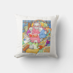 BEDTIME STORY Throw Pillow - White
