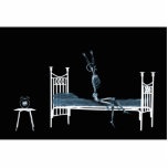 Bedtime X-Ray Skeleton Black Blue Standing Photo Sculpture<br><div class="desc">High Quality, highly collectable and easy to customise x-ray style human skeleton design. A modern and cool Halloween & Gothic style design. This X-Ray vision style skeleton design featuring a skeleton in bed getting ready to rest in peace from Galleria Voxeed's X-ray Vision Skeleton Collection makes a really cool gift...</div>