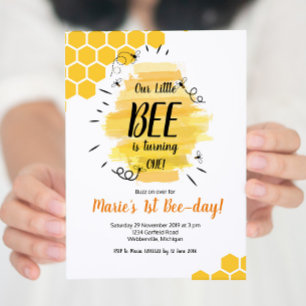 Bee 1st Birthday Party Invitation