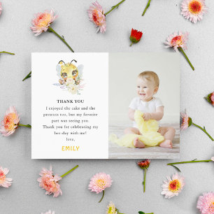 Bee 1st Birthday Personalised Photo Thank You Card