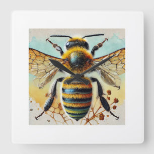 Bee 280924IREF212 - Watercolor Square Wall Clock