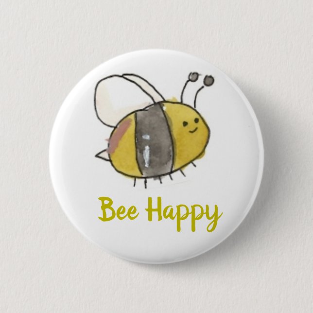 Bee 6 Cm Round Badge (Front)