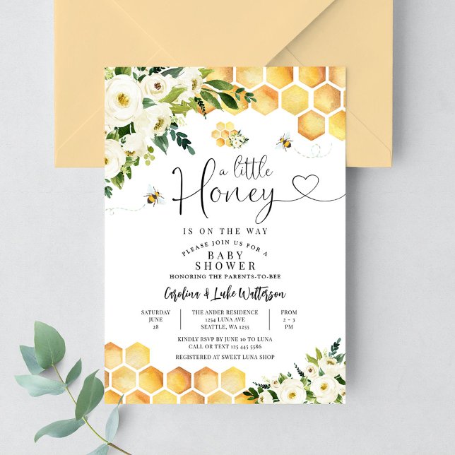 Bee A Little Honey Gender Neutral Baby Shower Invitation (Creator Uploaded)