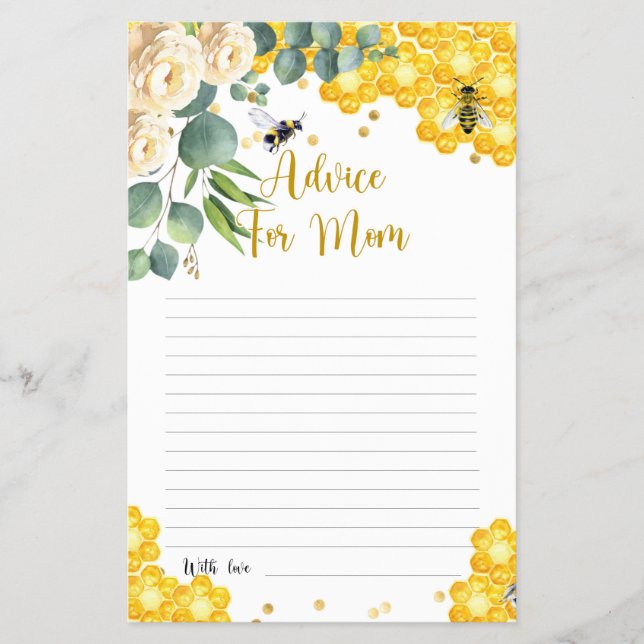 Bee Advice For Mom Game Card  (Front)