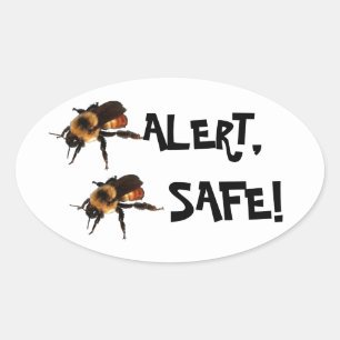 Bee Alert, Bee Safe! Honey Bees Oval Sticker