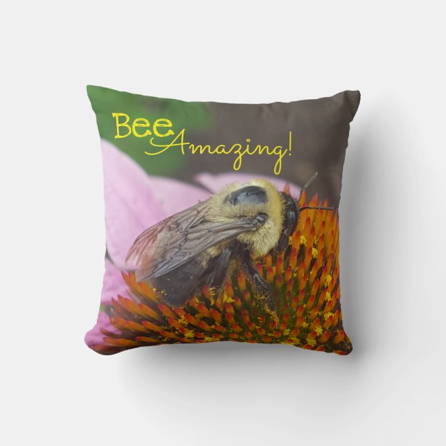 Bee Amazing, Bee And Purple Coneflower Cushion (Front)