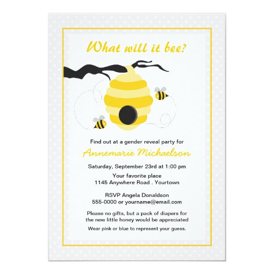 Bee and Beehive Gender Reveal Baby Shower Card