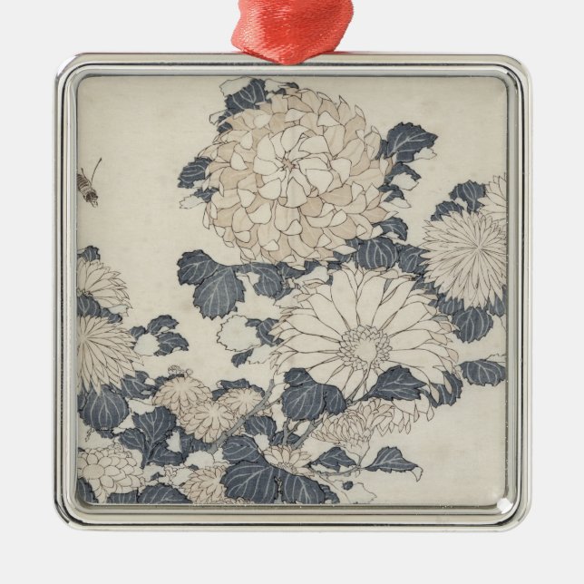 Bee and chrysanthemums metal tree decoration (Front)