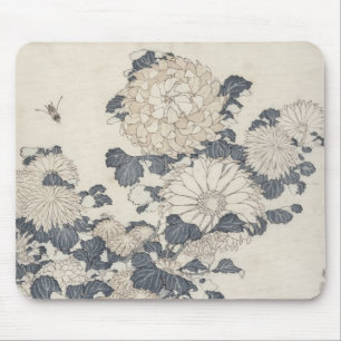 Bee and chrysanthemums mouse pad