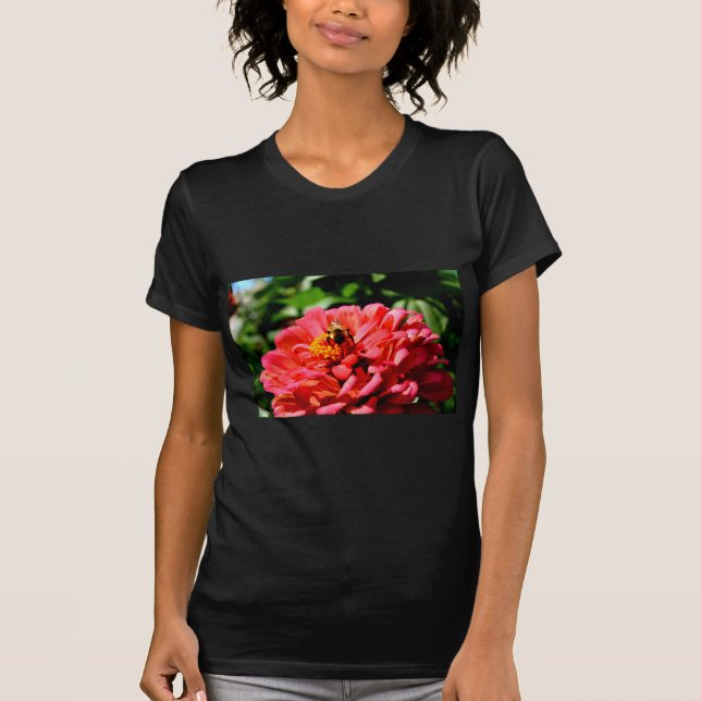 Bee and coral zinnia T-Shirt (Front)