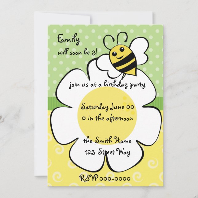 Bee and Daisy Invitation (Front)