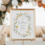 Bee and Delicate Wildflower Baby Shower Welcome Poster<br><div class="desc">Welcome guests to your baby shower with this beautiful poster,  featuring watercolor wildflowers and bees. Add the guest of honor's name,  shower date and custom welcome text using the fields provided.</div>