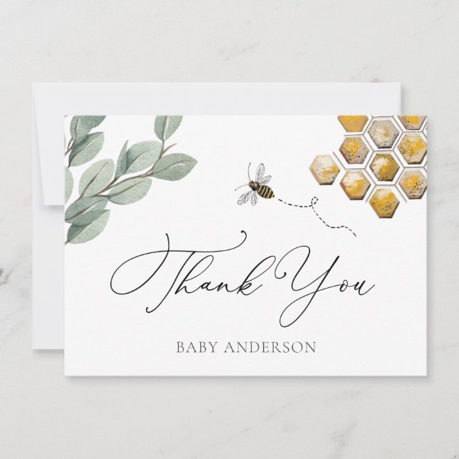 Bee and Eucalyptus Greenery Thank You (Front)