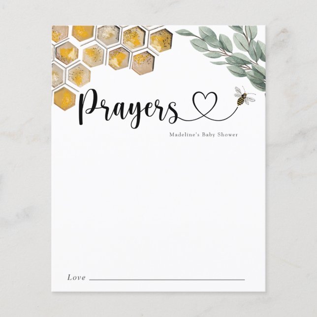Bee and Eucalyptus Prayers for Mum and Baby Card (Front)