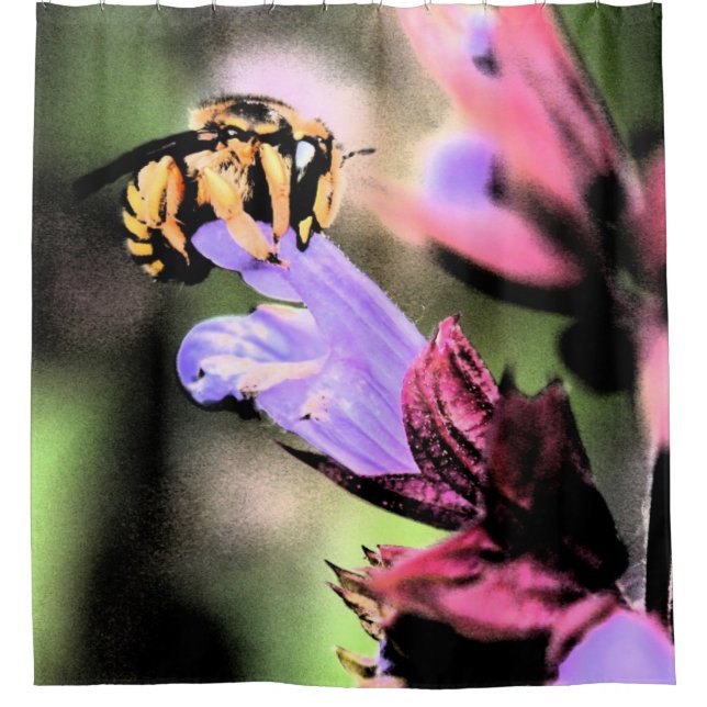 Bee and Flower sccnm Shower Curtain (Front)