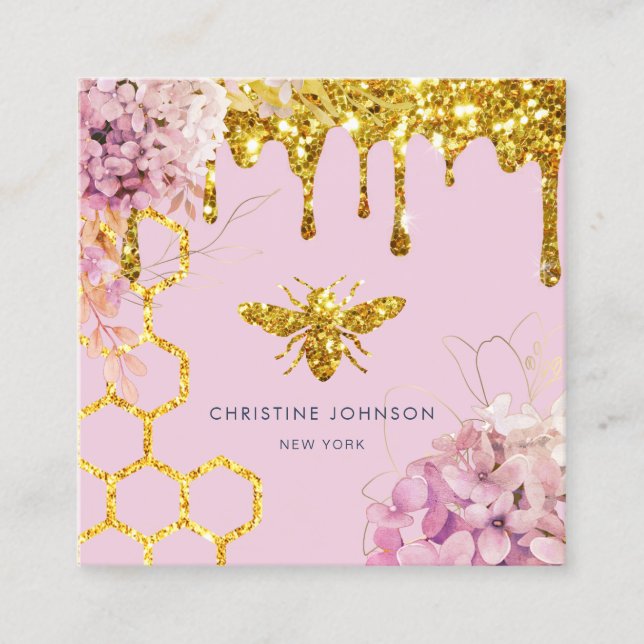 bee and flowers Business Card (Front)