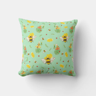 Bee and flowers cushion