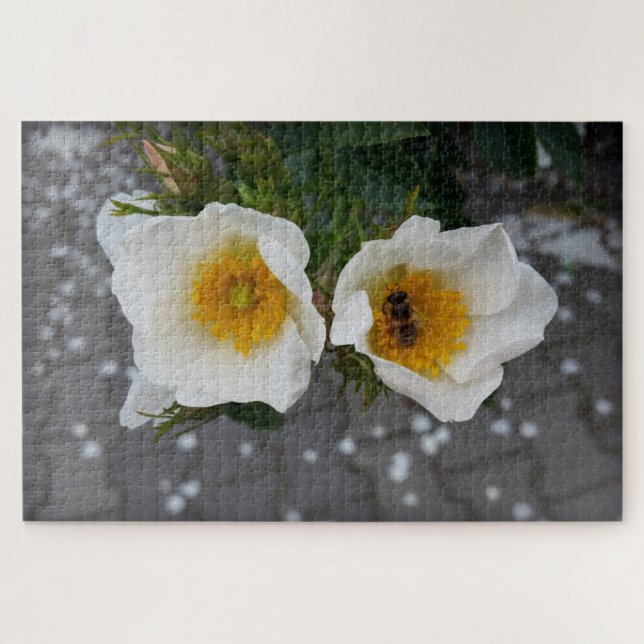 Bee and flowers in spring jigsaw puzzle (Horizontal)